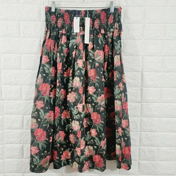 NWT Antonio Melani Women's A Line Skirt Elastic Waist Floral Print Multi Size L
